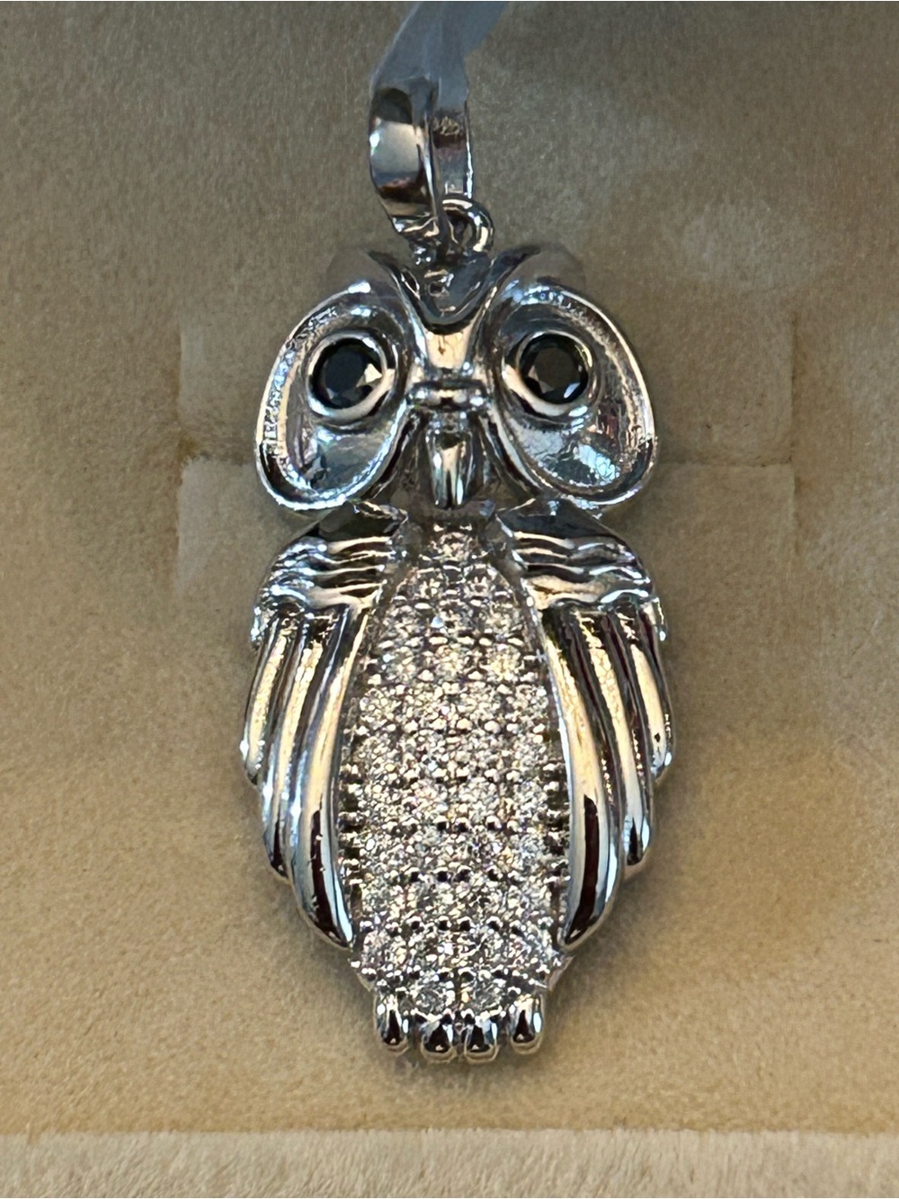 2.00CTW Round Pave’ Moissanite 925 Sterling Silver Owl 🦉 Pendant 4.90Gram Weight